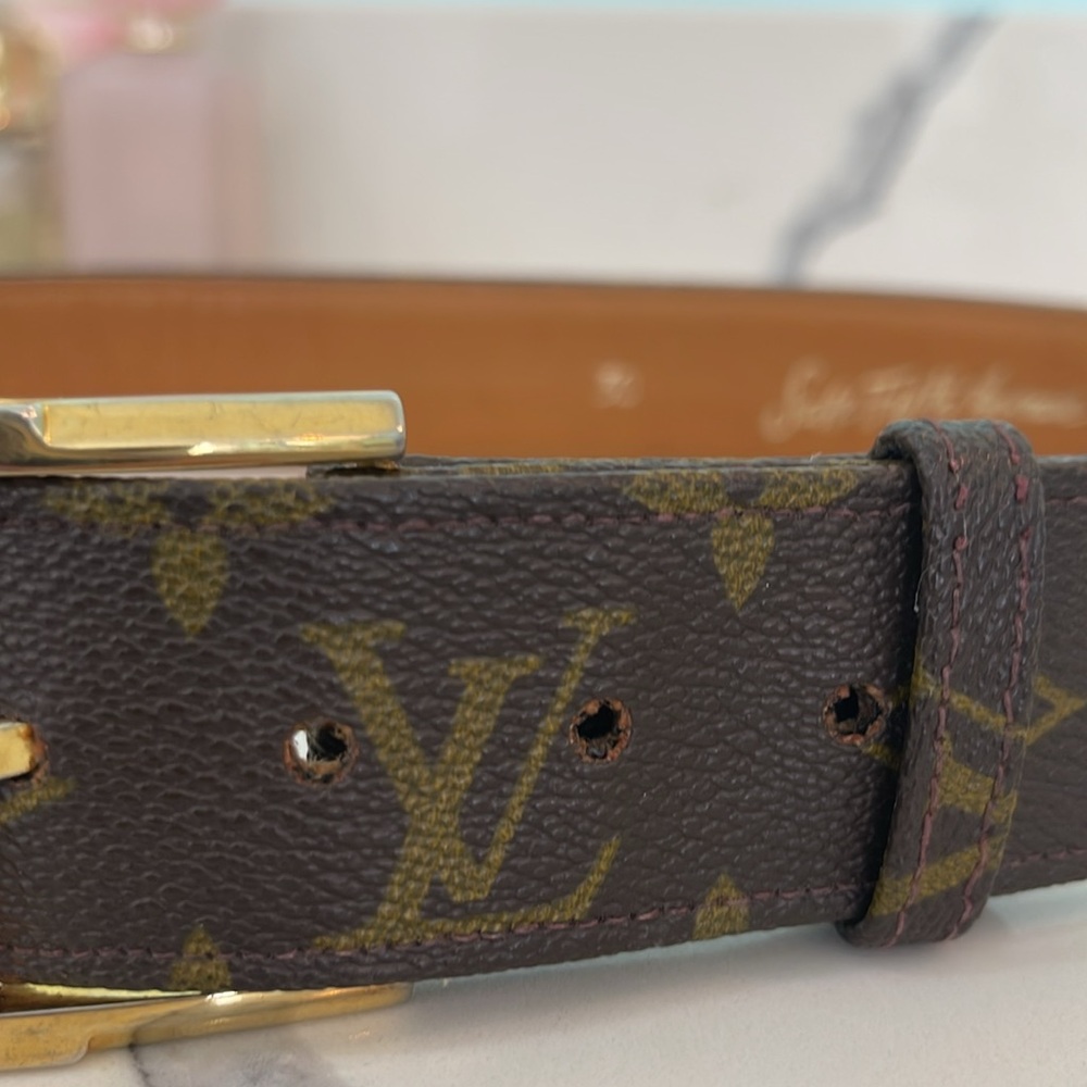 Louis Vuitton Vintage Brown and Gold Monogram Belt - Picture 8 of 11